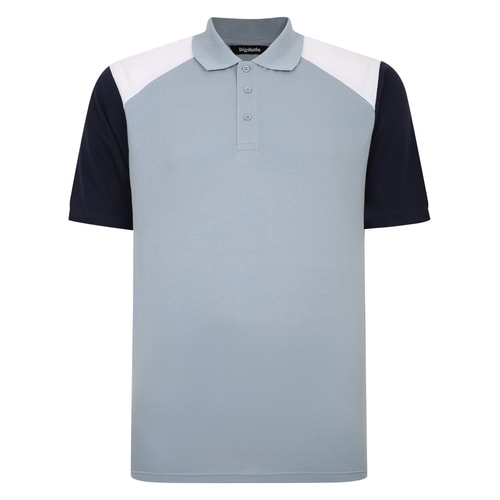 Bigdude Colour Block Twill Polo Shirt Pale Blue
